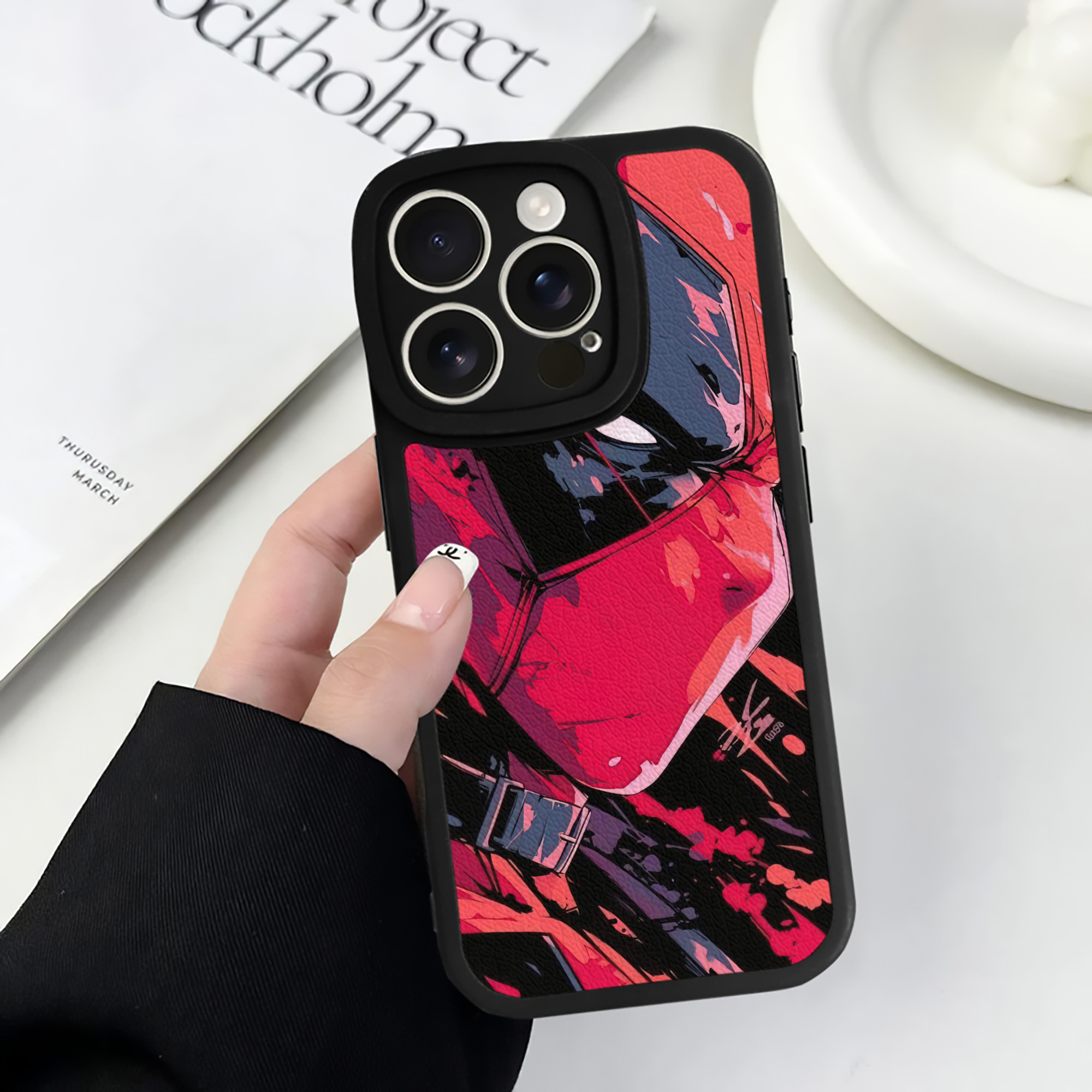 （画像用） Deadpool デッドプール 【iPhone 16シリーズ対応】シリコンスマホケース（レザー調） 材質：シリコン